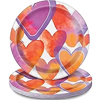 Watercolor Hearts Valentine's Day Paper Cake Plates, 7