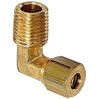 Anderson Metals 50069 Brass Compression Tube Fitting, 90 Degree Elbow, 1/4