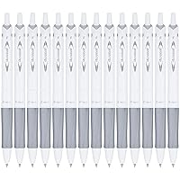 PILOT Acroball PureWhite Advanced Ink Refillable & Retractable Ball Point Pens with Silver Accents, Fine Point, Black Ink, 14-Pack (14694)