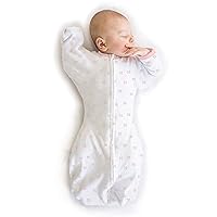 Transitional Swaddle Sack with Arms Up Half-Length Sleeves and Mitten Cuffs, Tiny Bows, Pink, Medium, 3-6 months, 14-21 lbs (Better Sleep for Baby Girls, Easy Swaddle Transition)