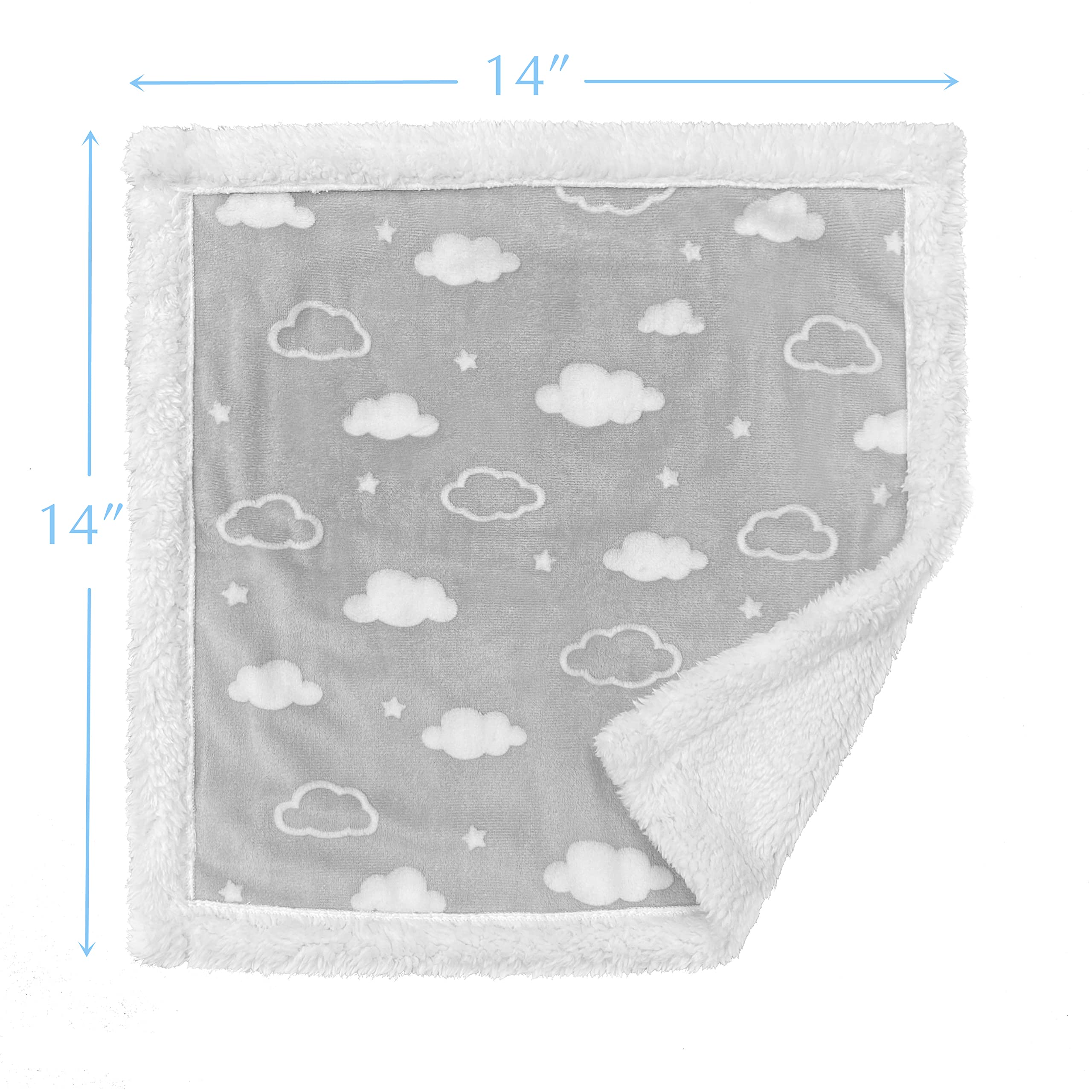 American Baby Company Heavenly Soft Chenille/Sherpa Security Blanket, Medium Gray 3D Cloud, 14