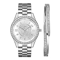 JBW Women's J6303-Set Mondrian Luxury Jewelry Stainless Steel Gold Rose Gold Diamond Watch Bracelet Sets