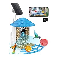 Smart Bird Feeder with Camera Solar Powered, Wireless Outdoor, Real Time Video Watch Bird House, Build-in 64GB TF Card, AI Identify Bird, 2K Night Vision, Idea Gift for Bird Lover