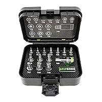 GRIPEDGE Tools | 14PC RPT Star Driver Set | Sizes T6 - T60 | 1/4'' - 3/8'' - 1/2'' Drive | Made With S2 Steel | Includes Premium Plastic Case With A Foam Insert |