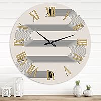 Modern Wall Clock 'Geometrical Road Black and White Illustration' Large Wall Clock for Kitchen Decor