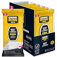 Grime Boss Heavy Duty Wipes (6 x 30ct) | Wet Wipes Used for Hands, Equipment, Tools, Garden, Automotive| Easily Removes Oil, Grease, & Dirt