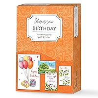 Designer Greetings Faithfully Yours Inspirational Birthday Boxed Card Assortment, Birthday Bounty with Biblical Scripture Verses (Box of 12 Greeting Cards with Envelopes)