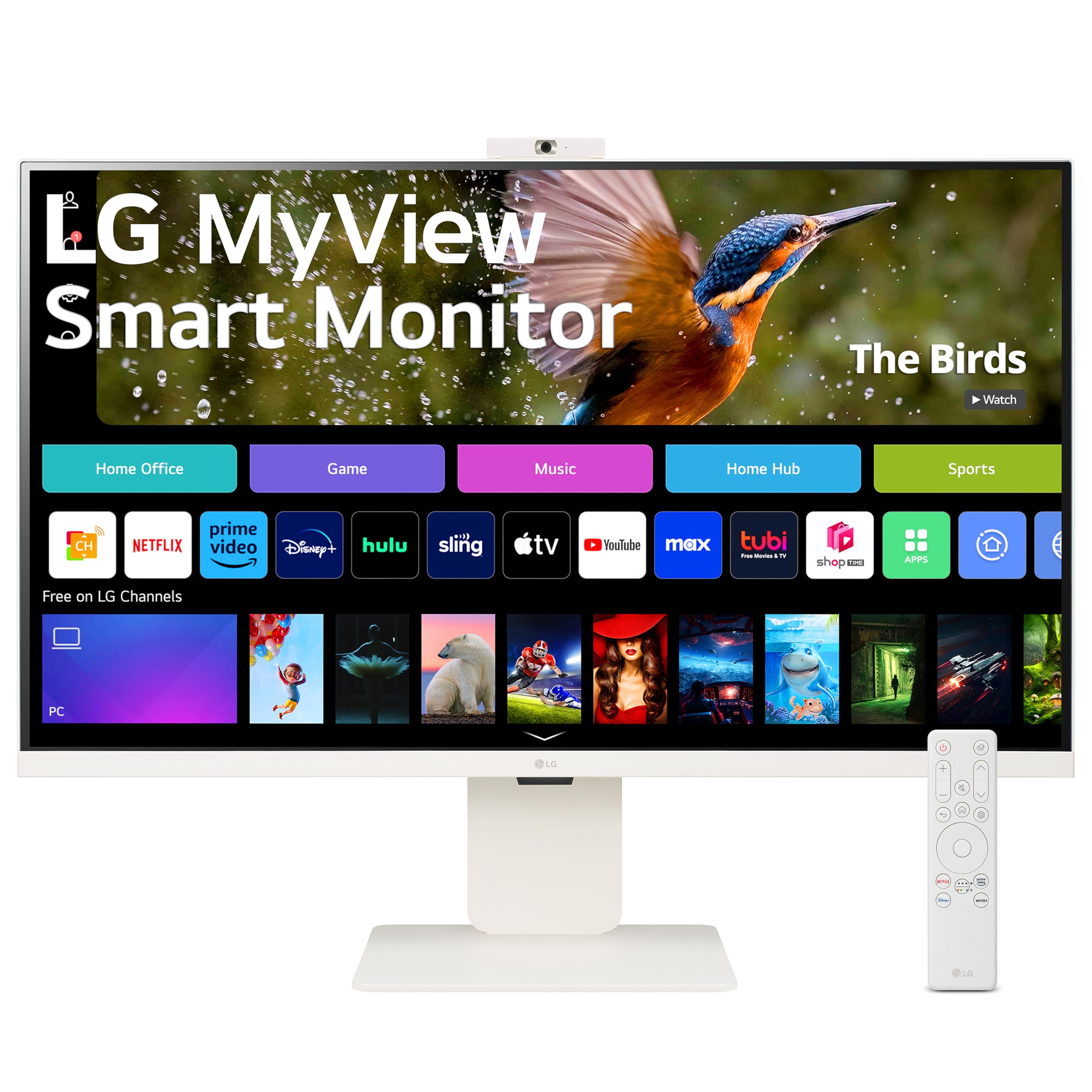 LG 32SR85U-W 32-inch MyView 4K UHD, IPS Display, webOS Smart Monitor, ThinQ Home, USB Type-C 90W PD, Built-in FHD Webcam & Speaker, HDR 10, AirPlay 2, Screen Share, Bluetooth, White