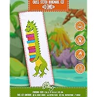 Counted Cross Stitch Kit - DIY Kits for Adults or Kids - Funny Embroidery Bookmark - Easy to Use - Craft Collection - T-Rex Dinosaur