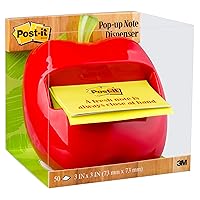 Pop-up Notes Dispenser, Apple-Shaped Dispenser and Post-it Super Sticky Pop-up Notes, 3x3 in, 1 Pad/Pack (APL-330)