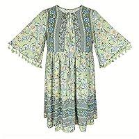 SITY SHOP-Women's Summer Half Sleeve Casual Loose Bohemian Floral Tunic Dresses Mini Dress Beach Party Cocktail Vacation
