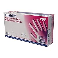 Adenna VPF238 VPF 3.5 mil Vinyl Powder Free Exam Gloves (Translucent, X-Large) Box of 90