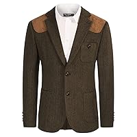 PJ PAUL JONES Men's Blazer Herringbone Tweed Sport Coats Two Button Wool Blend Formal Jacket