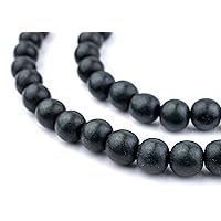 TheBeadChest Charcoal Natural Wood Beads 10mm Black Round Large Hole 16 Inch Strand