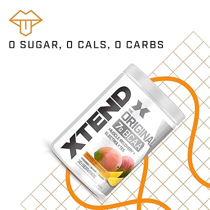 XTEND Original BCAA Powder Mango Madness - Sugar Free Post Workout Muscle Recovery Drink with Amino Acids - 7g BCAAs for Men & Women - 30 Servings