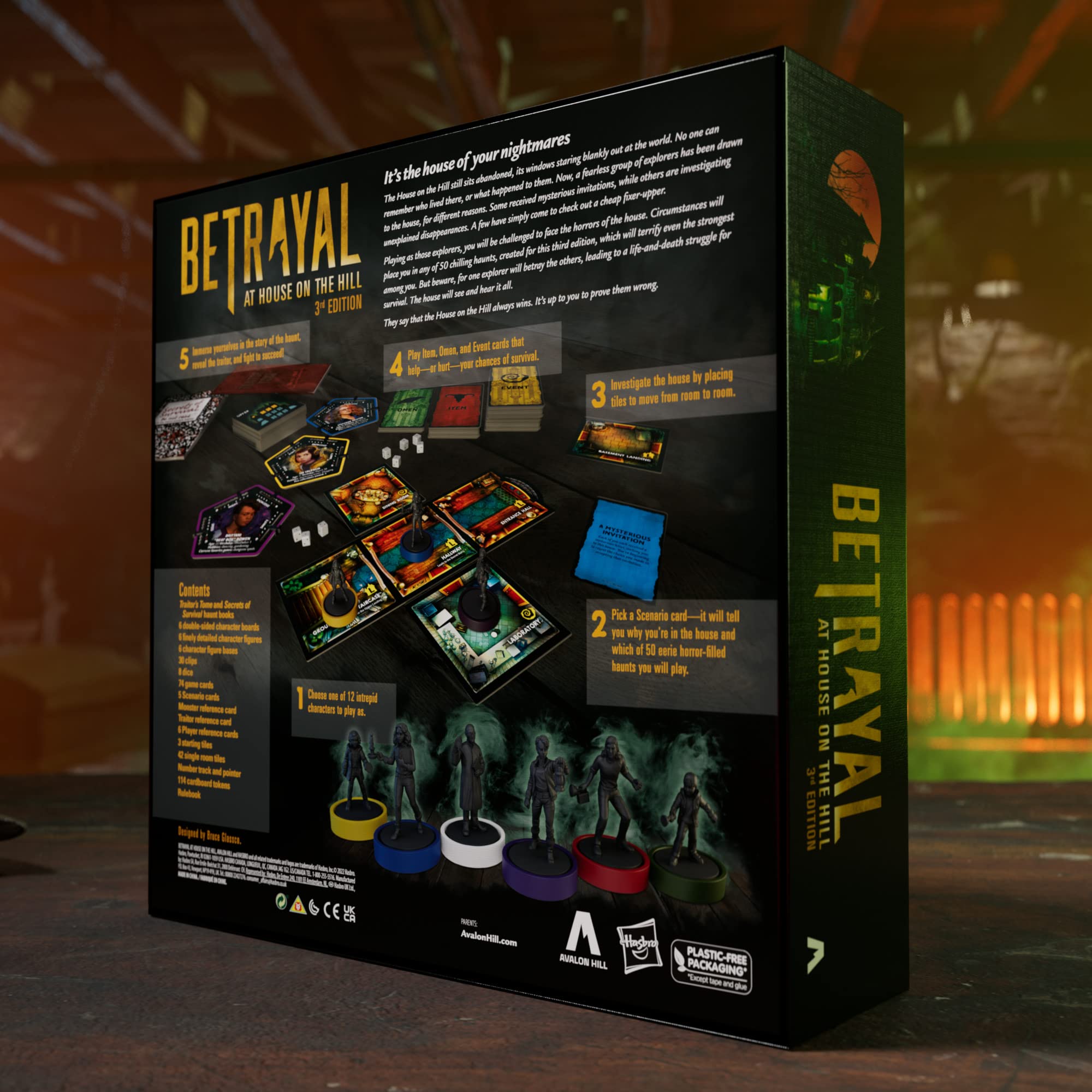 Avalon Hill Hasbro Gaming Betrayal at The House on The Hill 3rd Edition Cooperative Board Game,Ages 12 and Up,3-6 Players,50 Chilling Scenarios
