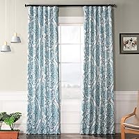 HPD Half Price Drapes Printed Room Darkening Curtains for Bedroom, Living Room 50 X 96 (1 Panel), BOCH-KC16072E-96, Tea Time Teal