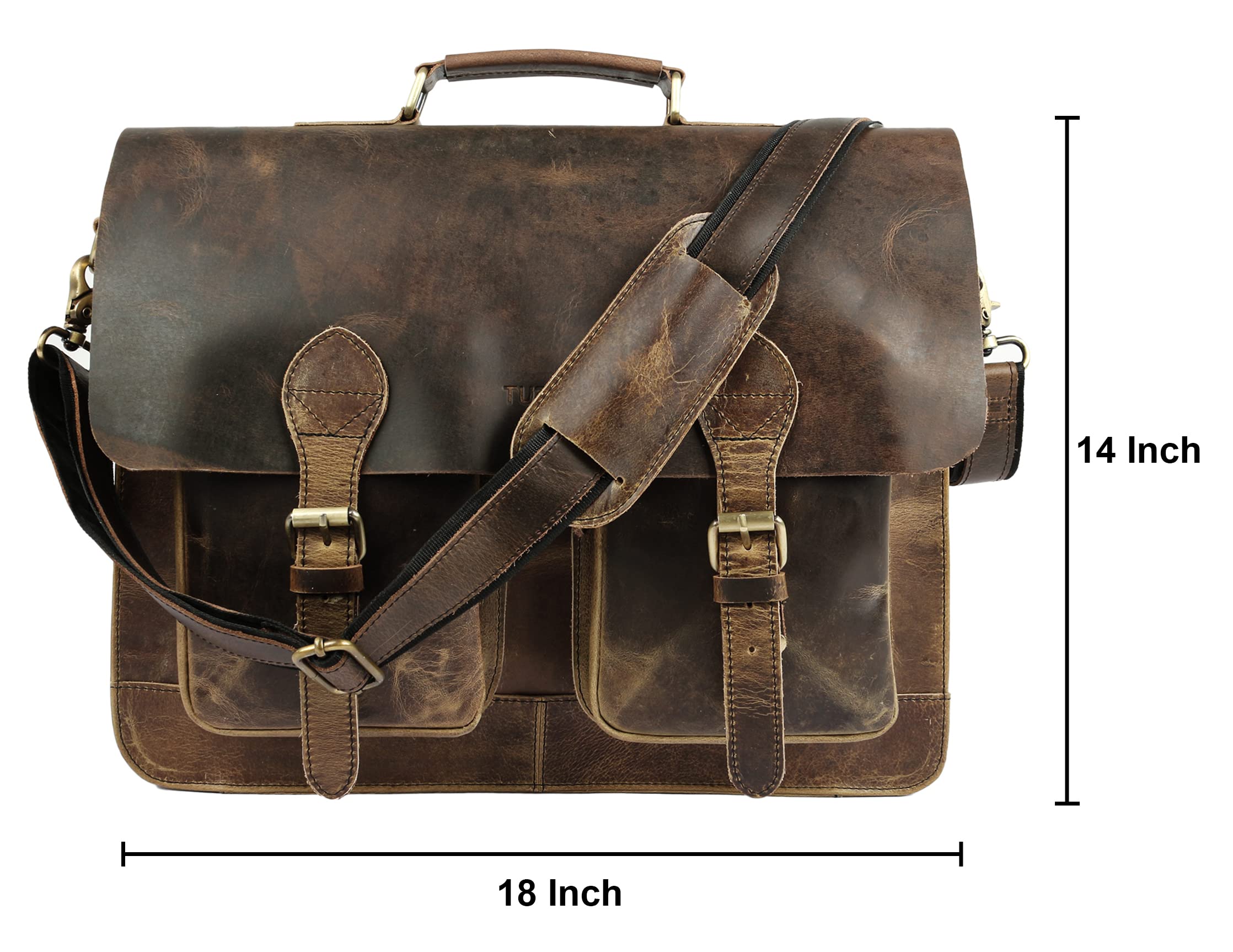 Vintage Retro Buffalo Leather Briefcase (15