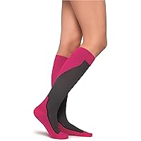 JOBST Sport Knee High 15-20 mmHg Compression Socks, Pink/Grey, Medium