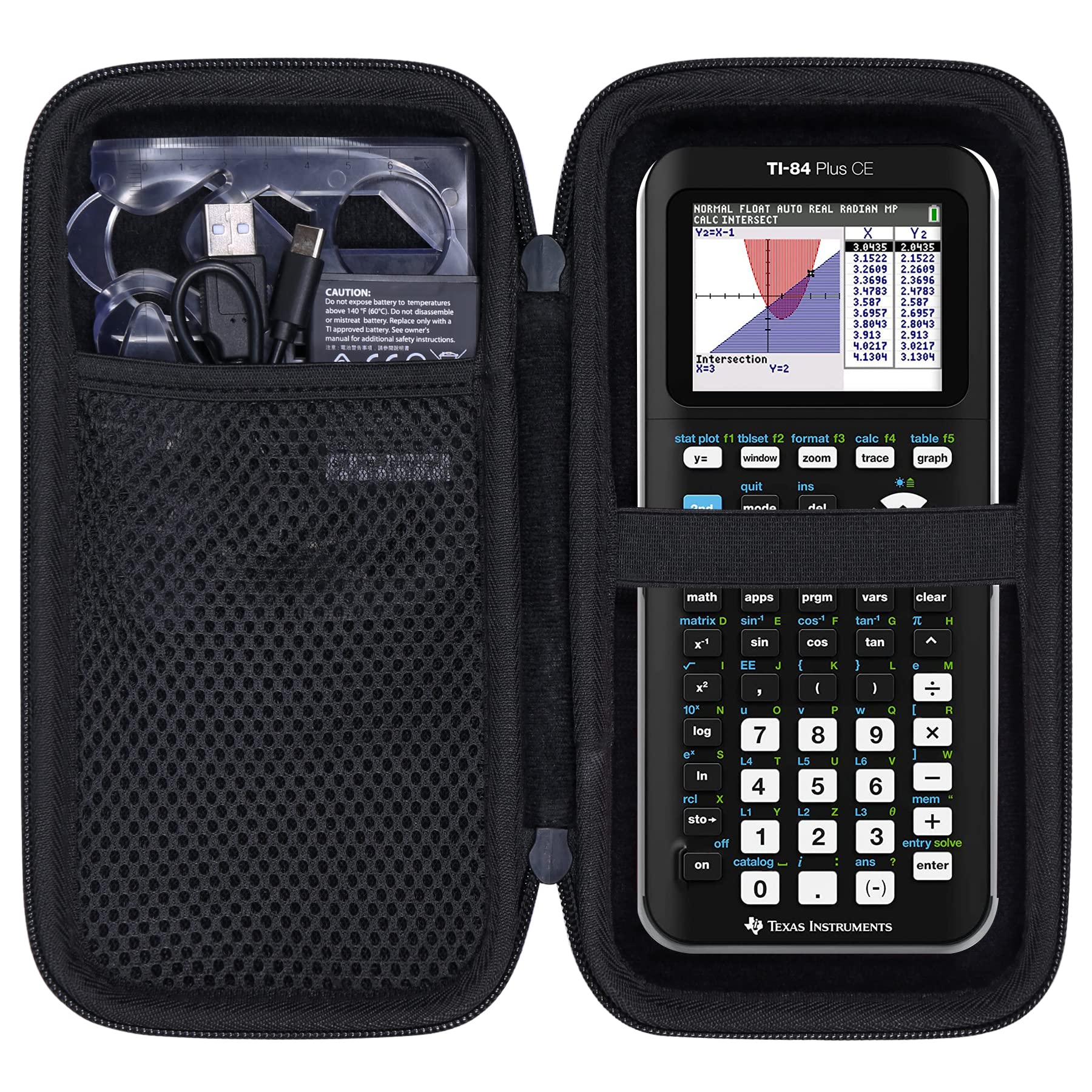co2CREA Hard Case Compatible with Texas Instruments TI-84 Plus CE/TI-84 Plus/TI-Nspire CX II CAS/TI-Nspire CX II/TI-83 Plus/TI-89 Titanium/TI-85 / TI-86 Color Graphing Calculator, Black