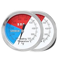 3 inch BBQ Thermometer Gauge 2 Pcs Charcoal Grill Pit Smoker Temp Gauge Grill Thermometer Replacement for Oklahoma Joe's Smokers, and Smoker Wood Charcoal Pit, Large Face Grill Temp Thermometer