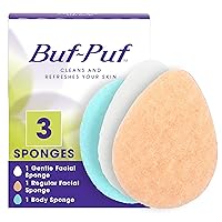 Buf-Puf Multi Pack, Gentle Facial Sponge,Regular Facial Sponge, Body Sponge, Dermatologist Developed, Removes Deep Down Dirt & Makeup Causes Breakouts and Blackheads, Reusable, Exfoliating