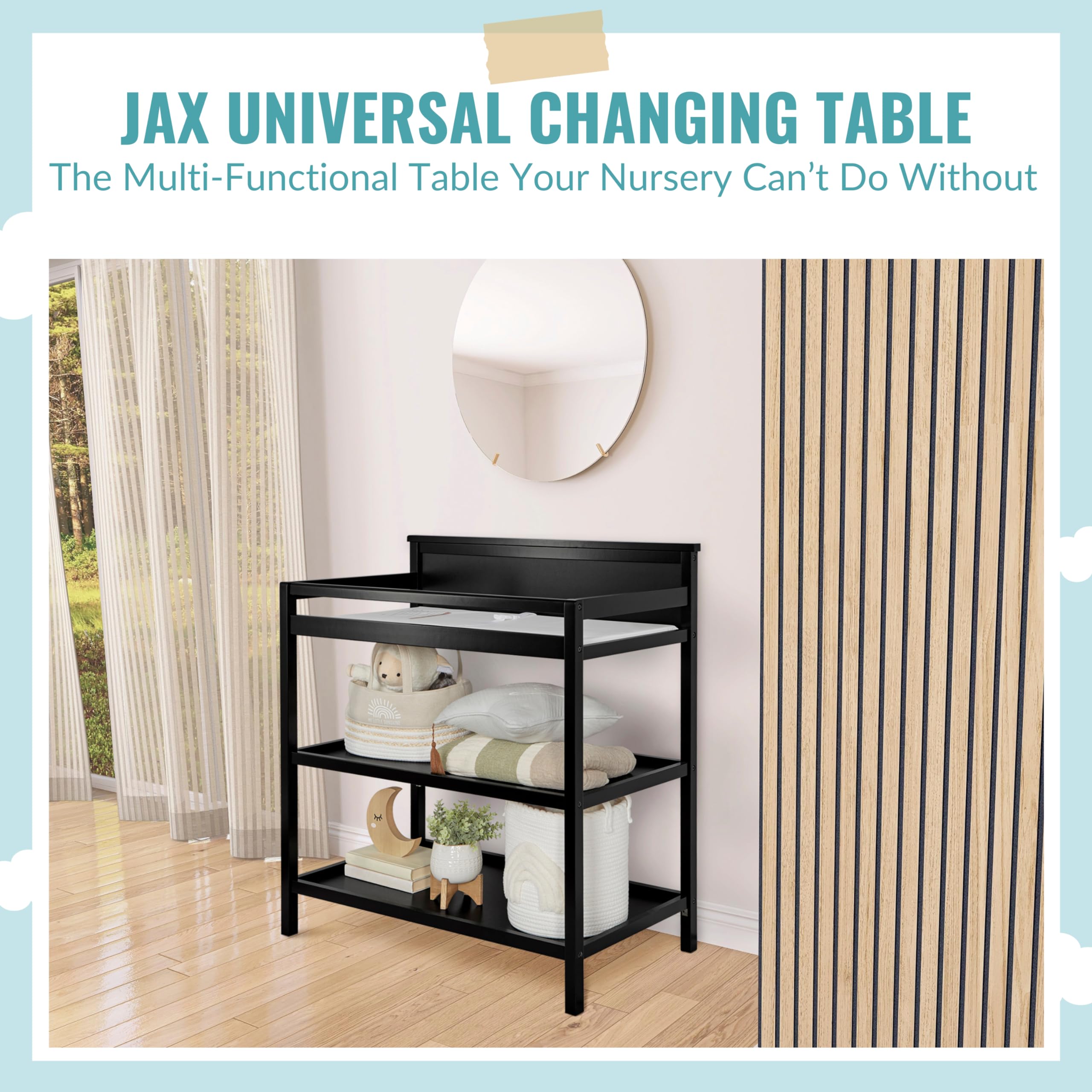 Dream On Me Jax Universal Changing Table in Matte Black
