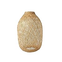 MadeTerra Bamboo Bulb Guard Lamp Cage for Pendant Light, Bamboo LAMP Shade, Ceiling Fan Light Bulb Cover Rustic Vintage Style, D8.7 xH15.7, Natural