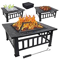 GasOne Fire Pit – 32-inch Outdoor Fire Pits – Metal Firepits for Outside Patio with Fireplace Screen – Elegant and Modern Fire Pit Table for Camping, Heating, Bonfire, Picnics - Outdoor Fire Pit