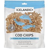 Icelandic+ Mini Fish Chips: Cod 9oz - Dog Treats, for Training & Small Dogs, 2 Ingredient Air-Dried Crunchy Chips