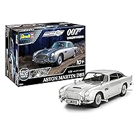 Revell 14554 Aston Martin DB5 James Bond 007 Goldfinger 1:24 Scale 122-Piece Skill Level 2 Model Car Building Kit, Silver