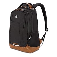 SwissGear Cecil 5505 Laptop Backpack, Black Canvas/Brown, 18-Inch