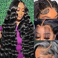 A8 30 inch Lace Front Wig Human Hair Body Wave HD Lace Frontal 13x4 180 Density Glueless Wigs Human Hair Pre Plucked with Baby Hair for Women Natural Black