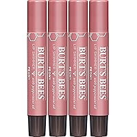 Burt's Bees Shimmer Lip Tint Set, Tinted Lip Balm Stick, Moisturizing for All Day Hydration with Natural Origin Glowy Pigmented Finish & Buildable Color, Peony (4-Pack)