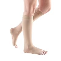mediven Comfort for Women, 20-30 mmHg – Open Toe Leg Circulation, Calf High Compression Stockings for Women, Semi-Transparent Leg Support Compression Hosiery , III-Petite, sandstone