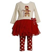 Bonnie Baby Girls' Gingerbread Man Tutu Legging Set, Ivory, 12 Months