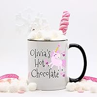 Personalized Hot Chocolate Light Pink Unicorn Mug for Kids, Kids Hot Cocoa Mugs, Valentine's Day Gift For Girls, Gifts under 20, Unicorn Hot Cocoa Mugs, Unicorn Gifts for Girls, Unicorn Party Favors