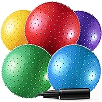 Bedwina Big Knobby Bouncy Balls, Fun for Toddlers and Kids – Plus Added Hand Air Pump, Sensory Spiky Stress Balls Great for Tactile, Fidget Toys, and Party Favors, Pack of 5, 18 Inch