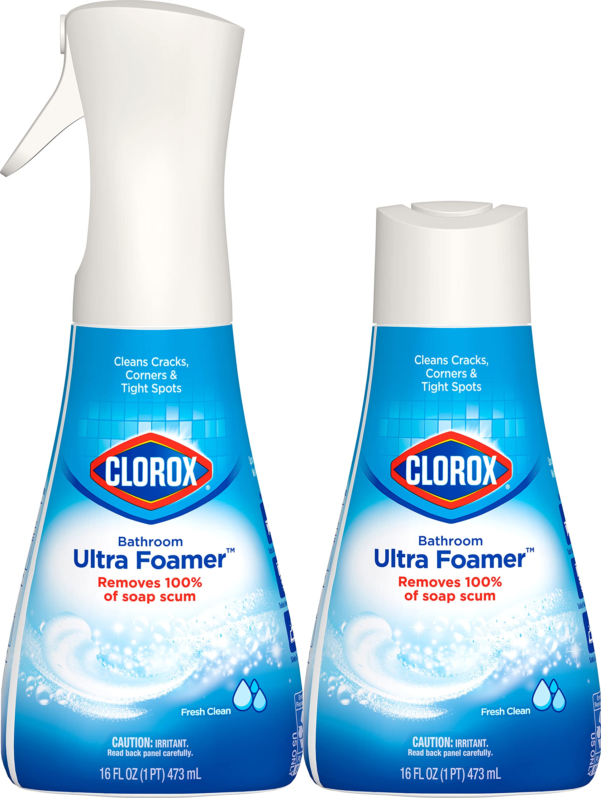 Clorox Bathroom Ultra Foamer, Fresh Clean, 1 Spray and 1 Refill, 16 Fl Oz Each (Package May Vary)