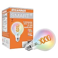 Sylvania WiFi LED Smart G25 RGBW Color and Amber Finish Filament Light Bulb, 7W Efficient, for Alexa/Google Assistant, 2000K, No Hub Required, Clear - 1 Pack (75808)