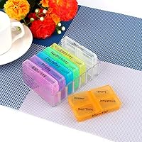 Vitamin Planner,Weekly Pill Organizer, And Medicine Box,7 Compartments Portable Pill Case,Pill Box for Purse Pocket to Hold Vitamins,Cod Liver Oil,Supplements and Medication