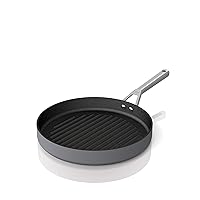 Ninja C30530 Foodi NeverStick Premium 12-Inch Round Grill Pan, Hard-Anodized, Nonstick, Durable & Oven Safe to 500°F, Slate Grey