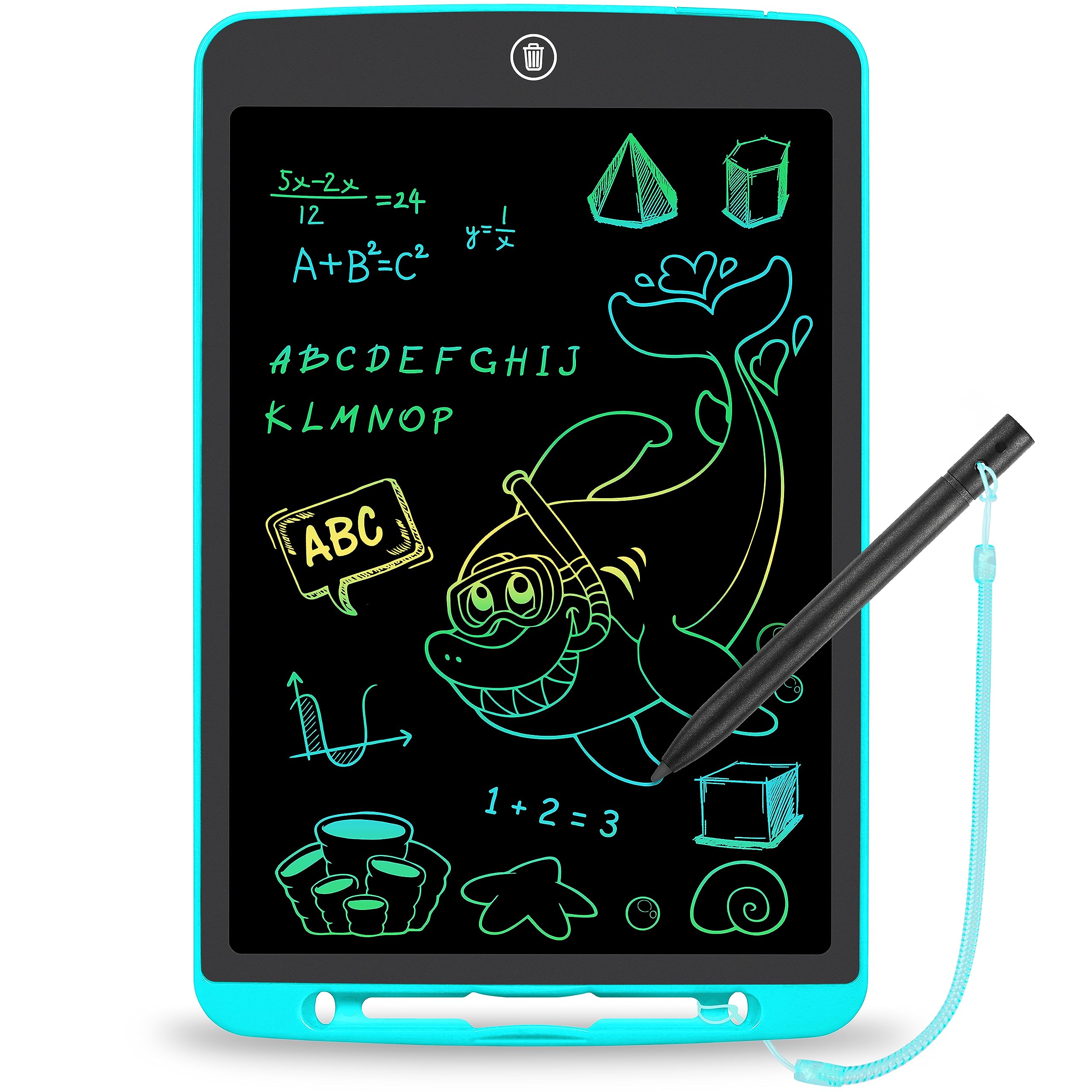 LCD Writing Tablet for Kids,12 Inch Colorful Educational Drawing Tablet, Erasable Reusable Electronic Writing Board, Toddler Doodle Board, Learning Toy Gift for Boys Girls Ages 3-8(Sky Blue)