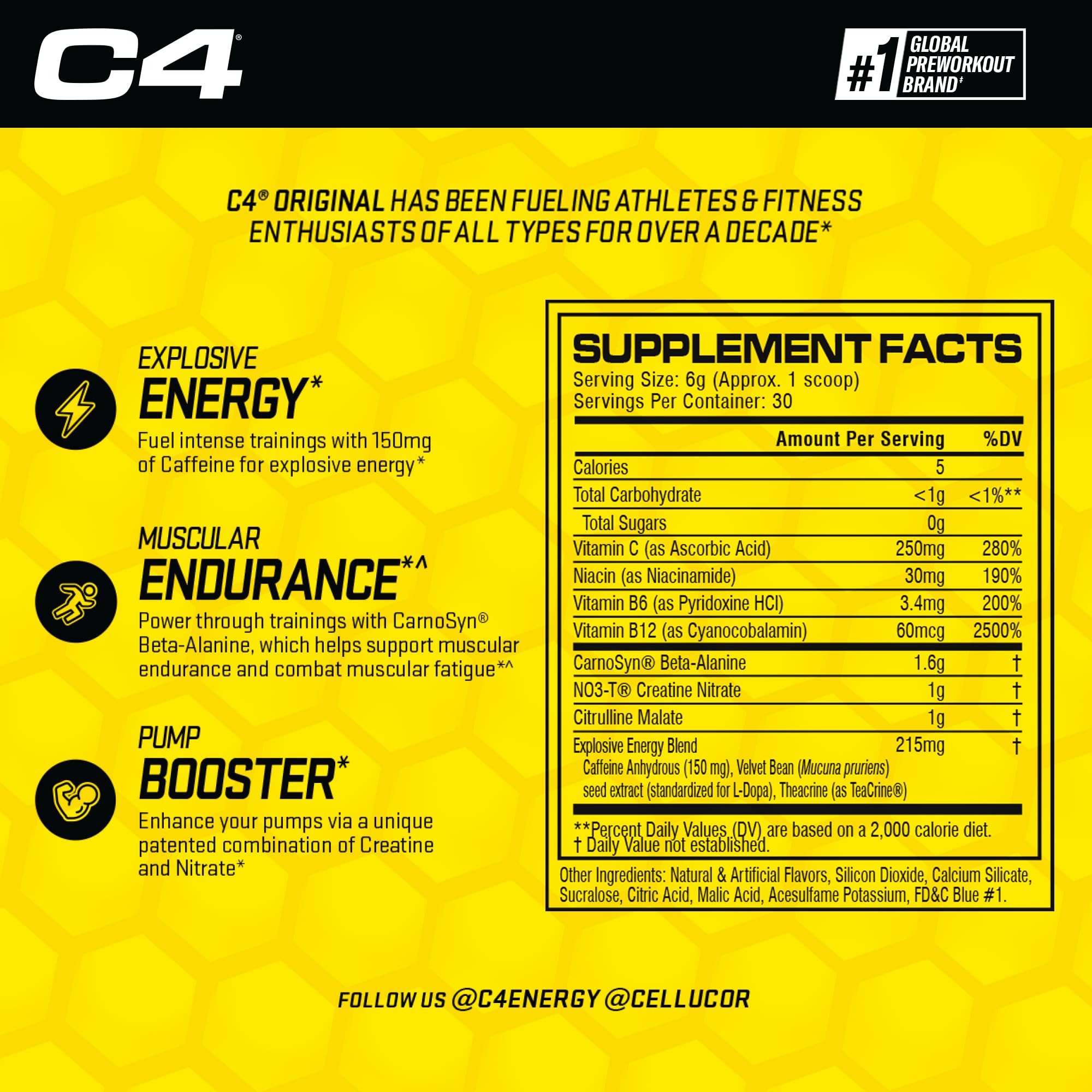 Cellucor C4 Original Pre Workout Powder ICY Blue Razz & C4 Sport Pre Workout Powder Blue Raspberry