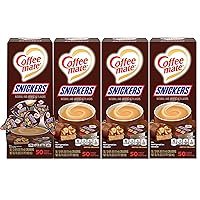 Nestle Coffee mate Coffee Creamer, Snickers, Liquid Creamer Singles, Non Dairy, No Refrigeration, Box of 50 Singles (Pack of 4)
