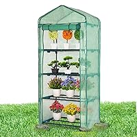 Mini Greenhouse for Indoor Outdoor, Small Plastic Plant Green House 4-Tier Rack Stand Portable Greenhouses with Durable PE Cover for Seedling