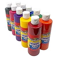 Washable Tempera Paint Bulk Pack 10ct, Assorted Colors 8oz each bottle
