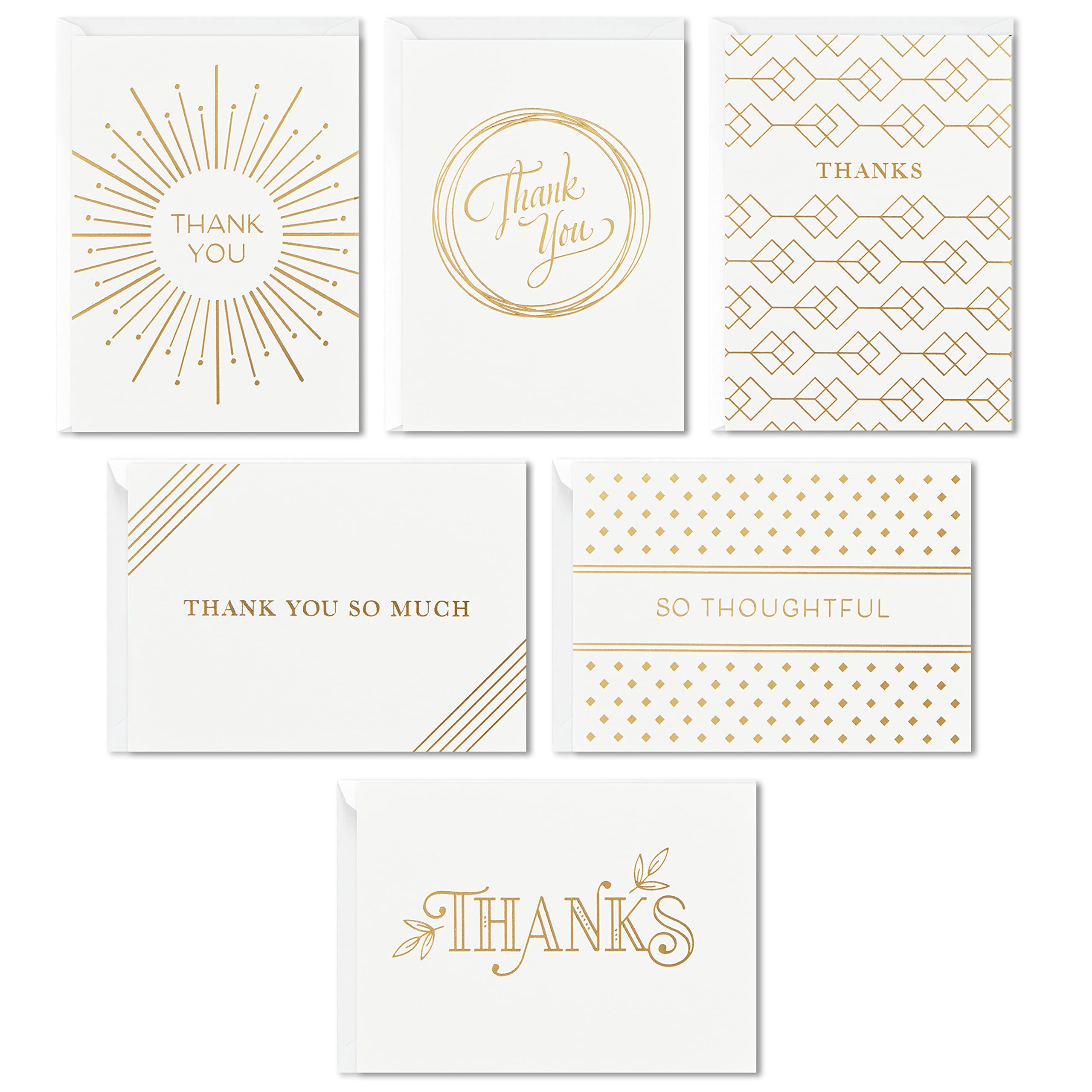 Hallmark Thank You Cards Assortment, Gold Foil & Thank You Cards Assortment, Painted Florals (48 Cards with Envelopes for Baby Showers, Bridal Showers, Weddings, All Occasion)
