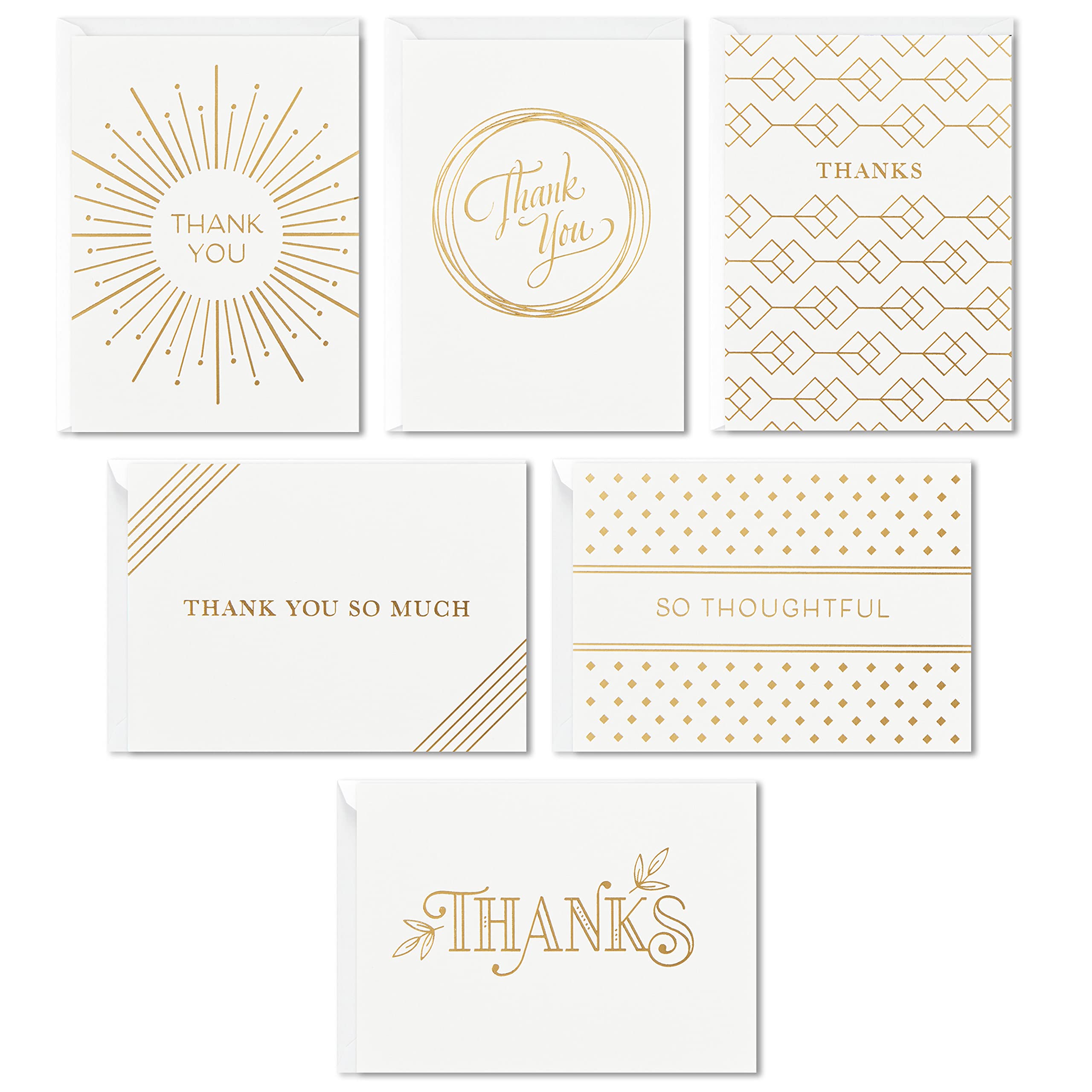 Hallmark Thank You Cards Assortment, Gold Foil, White & Thank You Cards Assortment, Gold and Navy