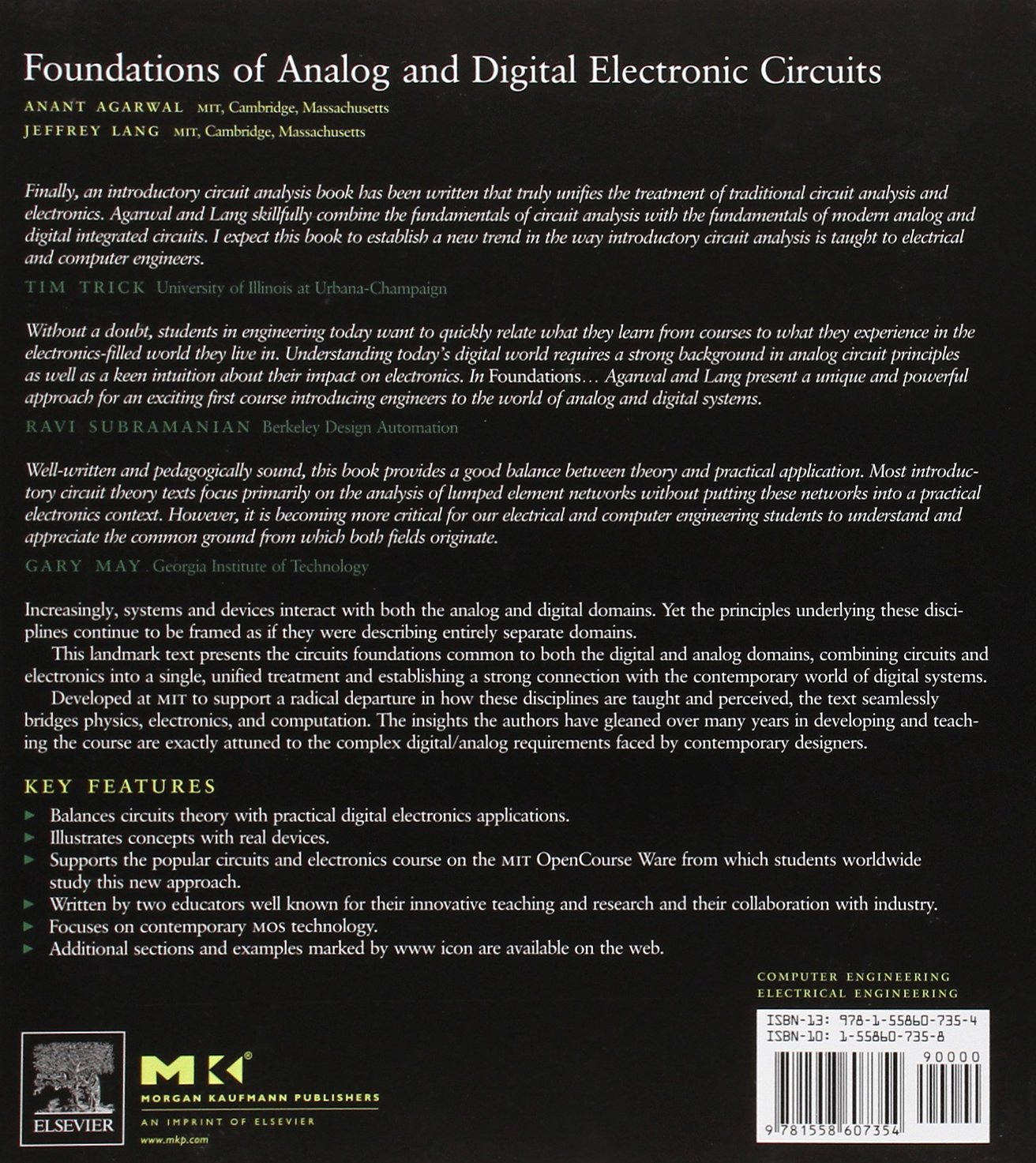 Foundations of Analog and Digital Electronic Circuits (The Morgan Kaufmann Series in Computer Architecture and Design)